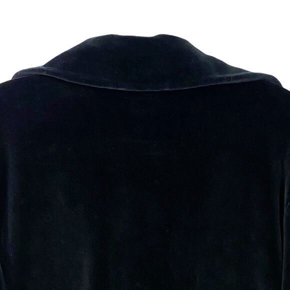TALBOTS PETITES M Black Velour Velvet Full-Zip Workout Jacket Athleisure Lounge - Picture 7 of 12